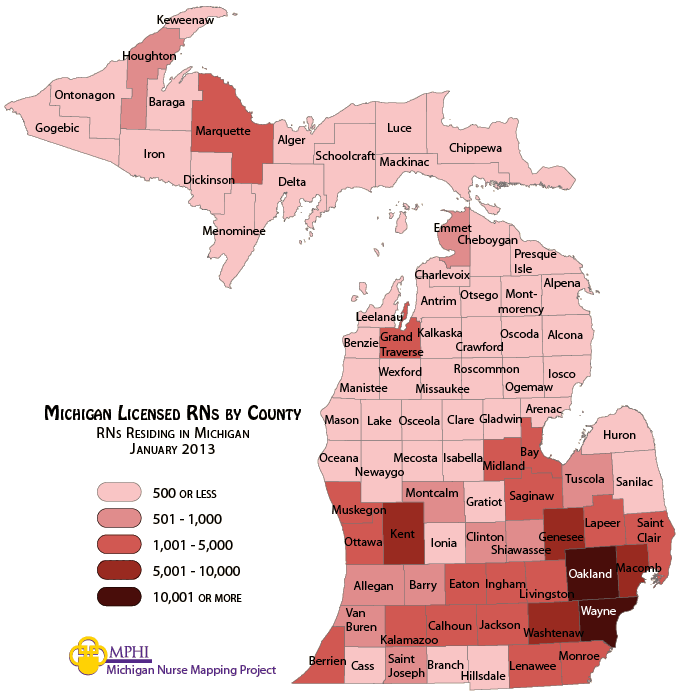 RN by County map